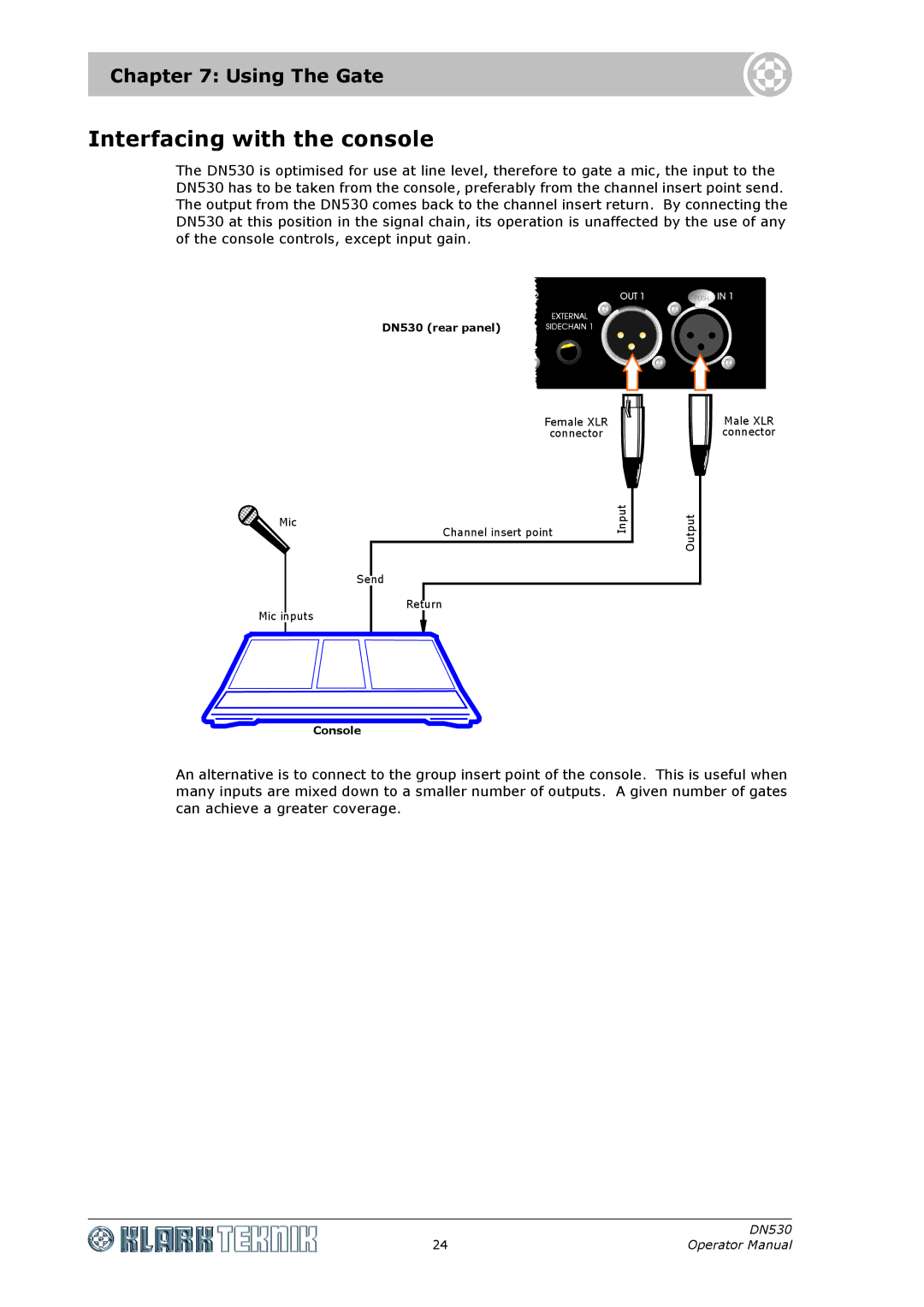 Klark Teknik DN530 specifications Interfacing with the console 