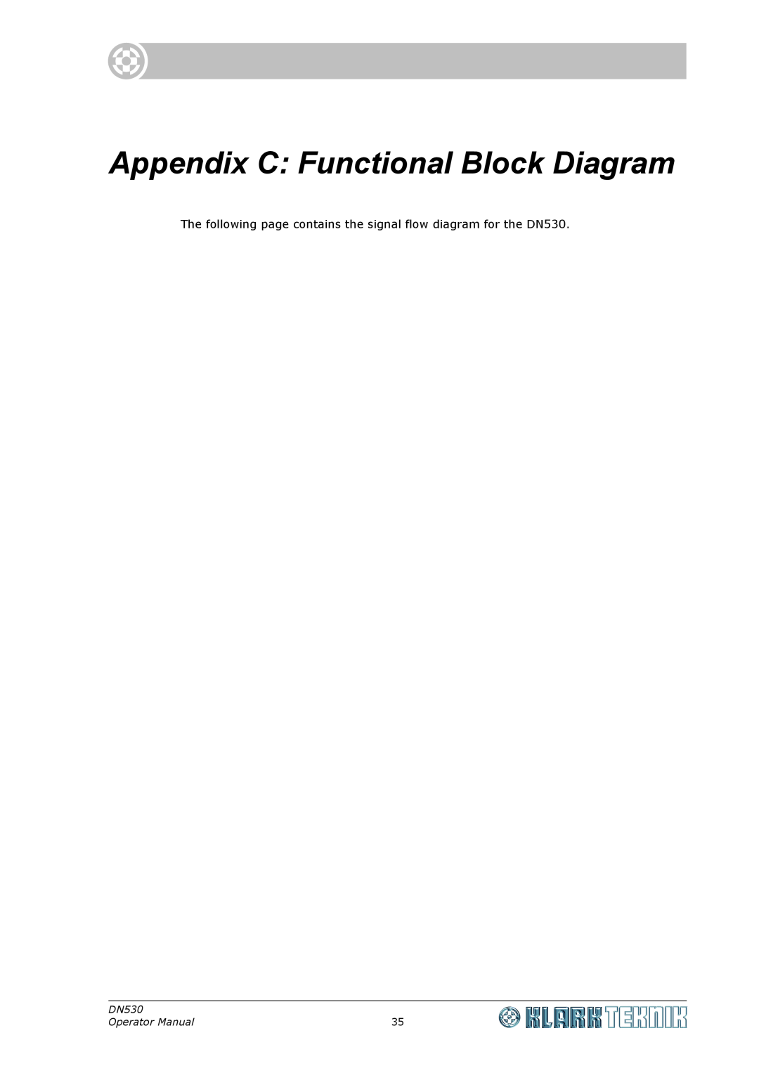 Klark Teknik DN530 specifications Appendix C Functional Block Diagram, Operator Manual 