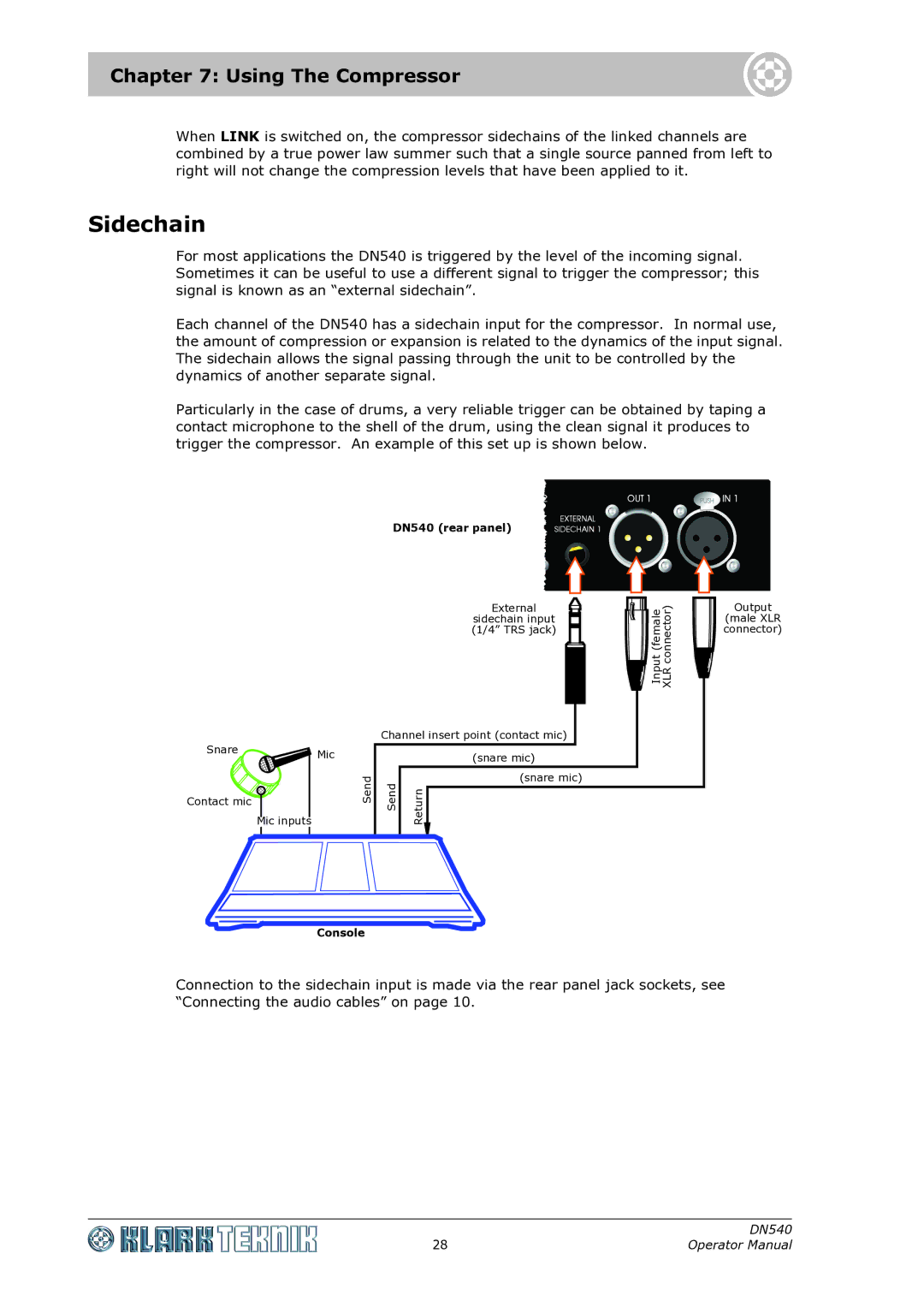 Klark Teknik DN540 specifications Sidechain 