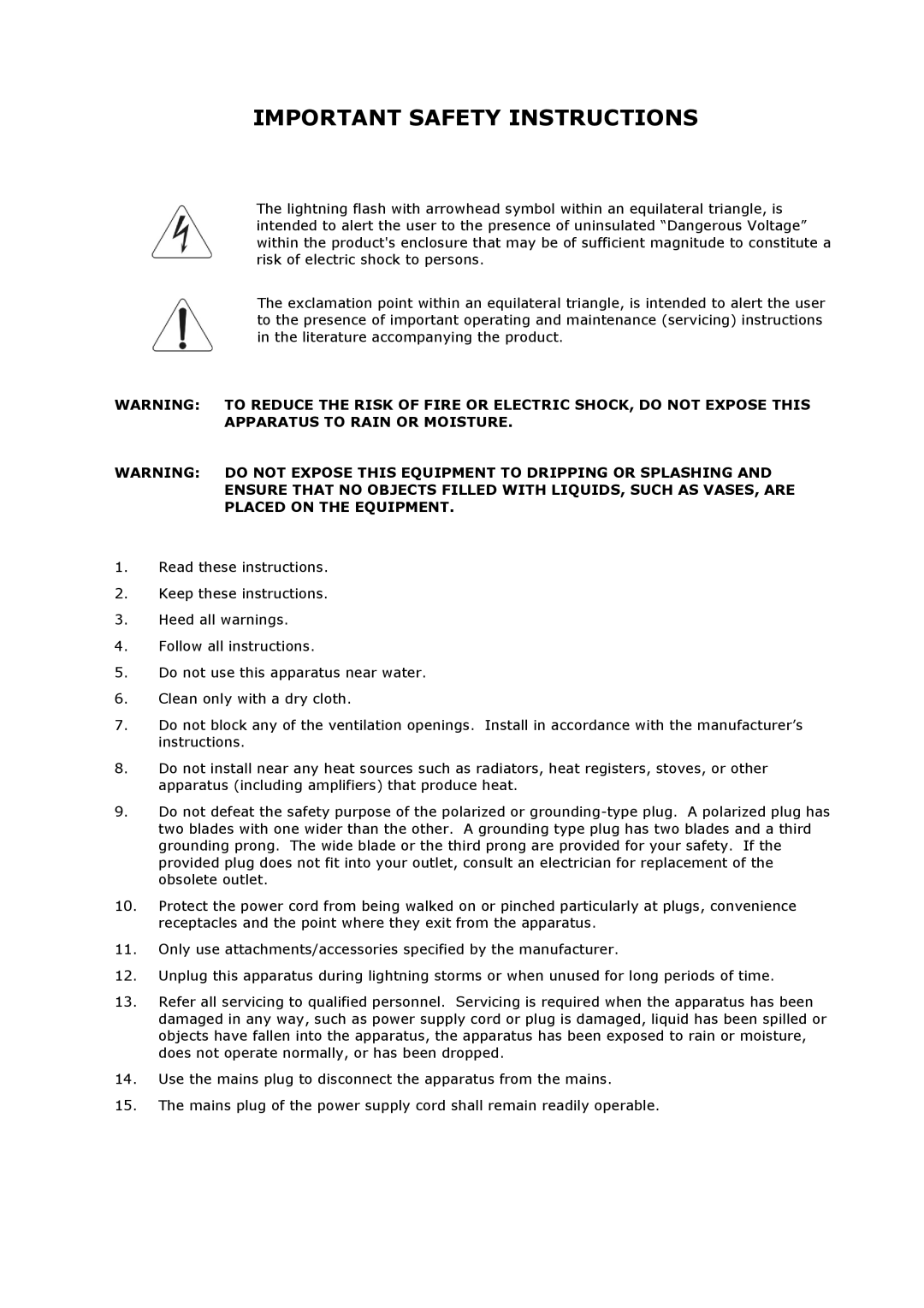 Klark Teknik DN9344E, DN9340E specifications Important Safety Instructions 