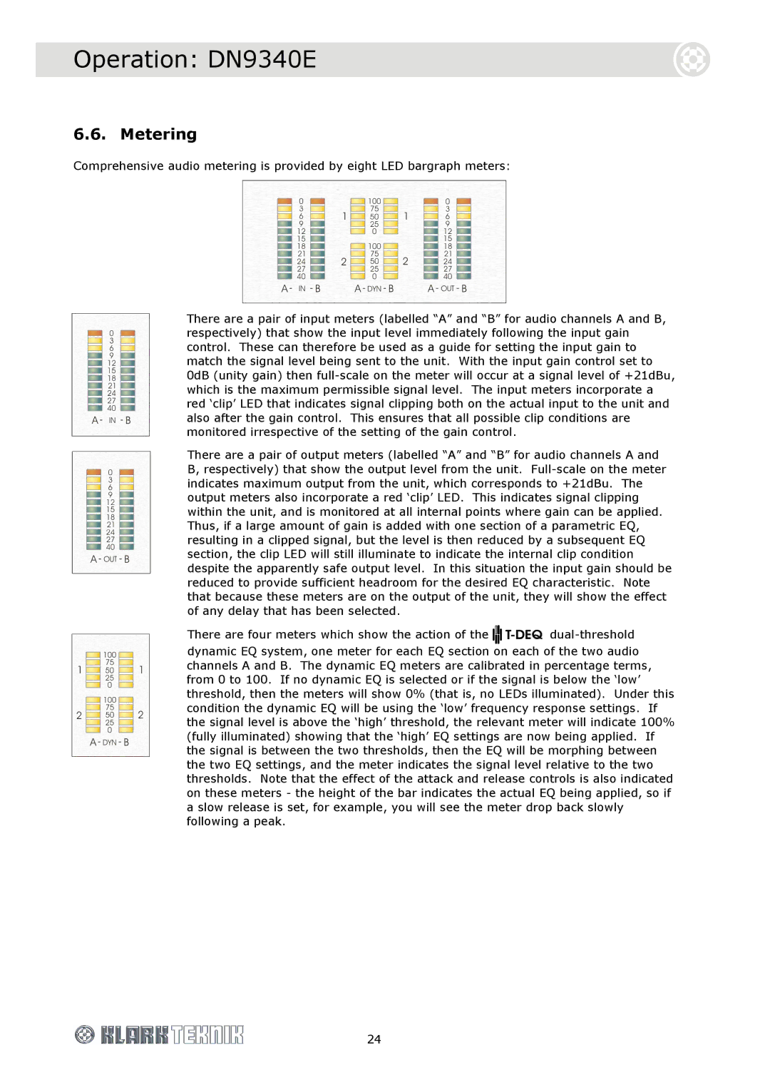 Klark Teknik DN9340E, DN9344E specifications Metering 