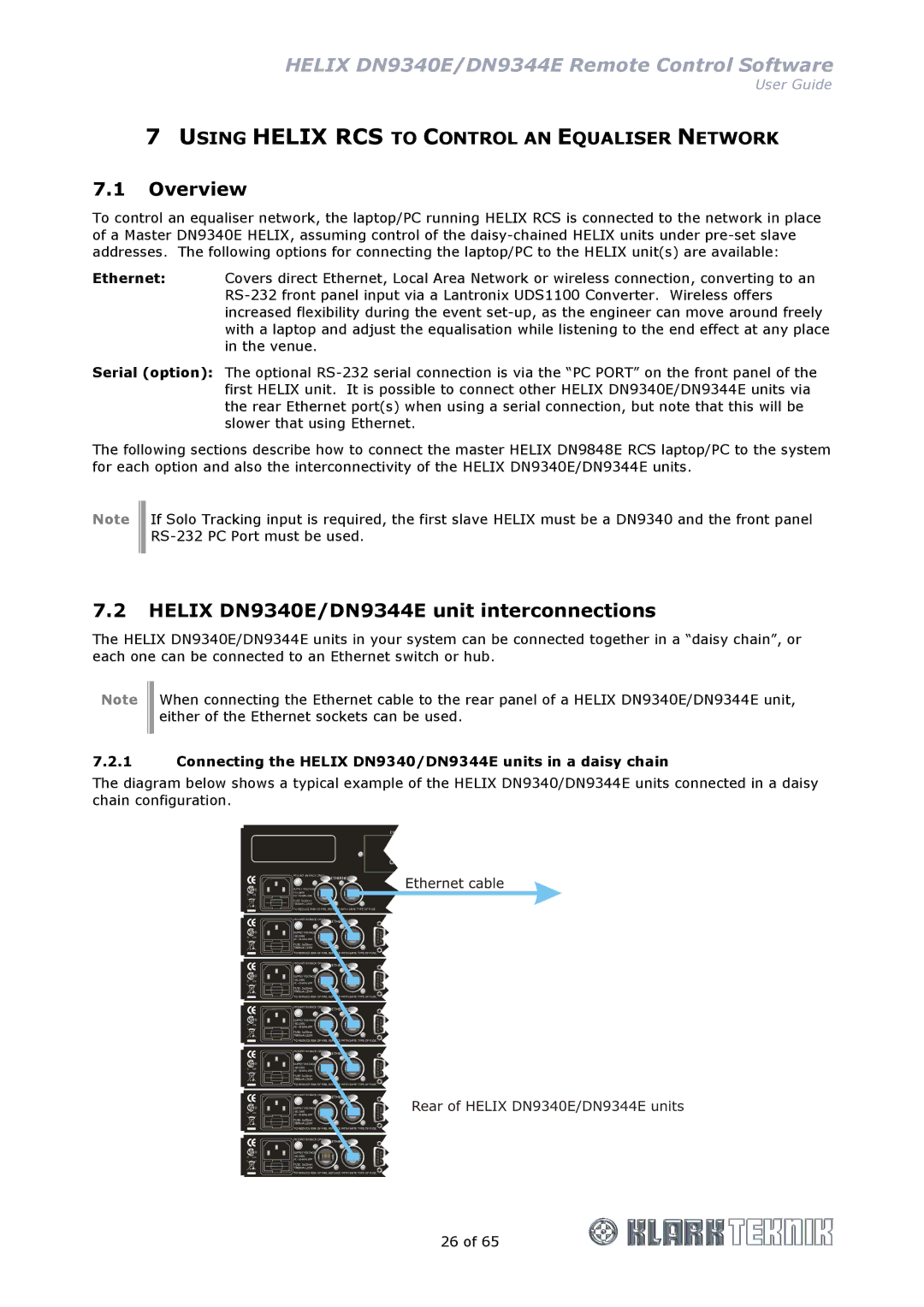 Klark Teknik manual Overview, Helix DN9340E/DN9344E unit interconnections 