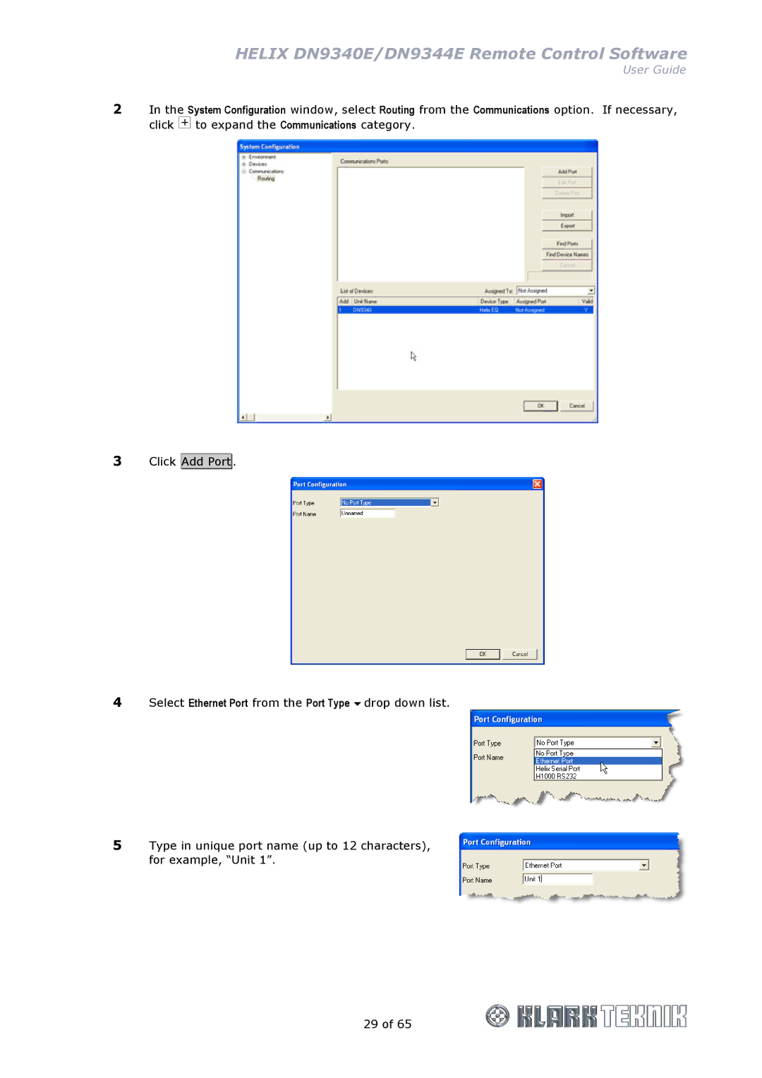 Klark Teknik manual Helix DN9340E/DN9344E Remote Control Software 