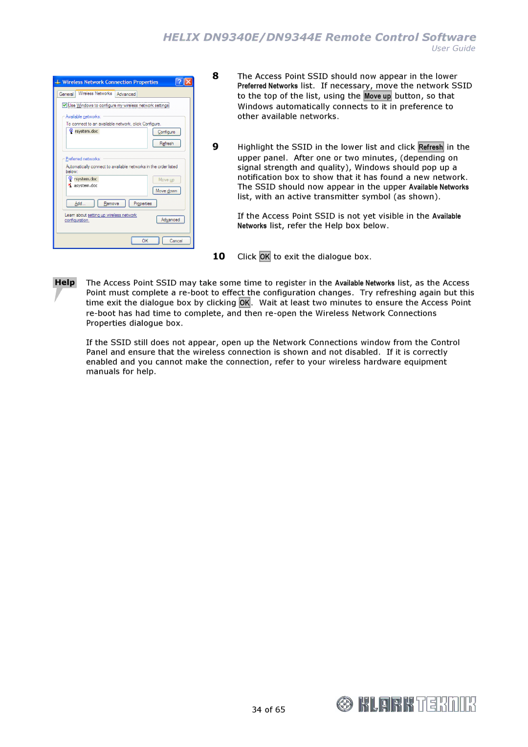 Klark Teknik manual Helix DN9340E/DN9344E Remote Control Software 