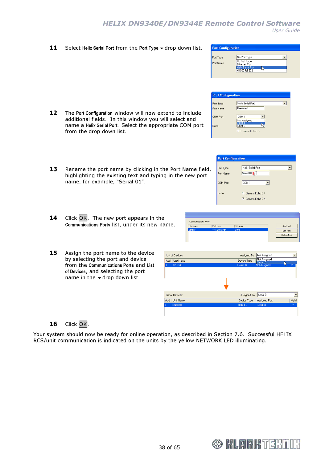 Klark Teknik manual Helix DN9340E/DN9344E Remote Control Software 