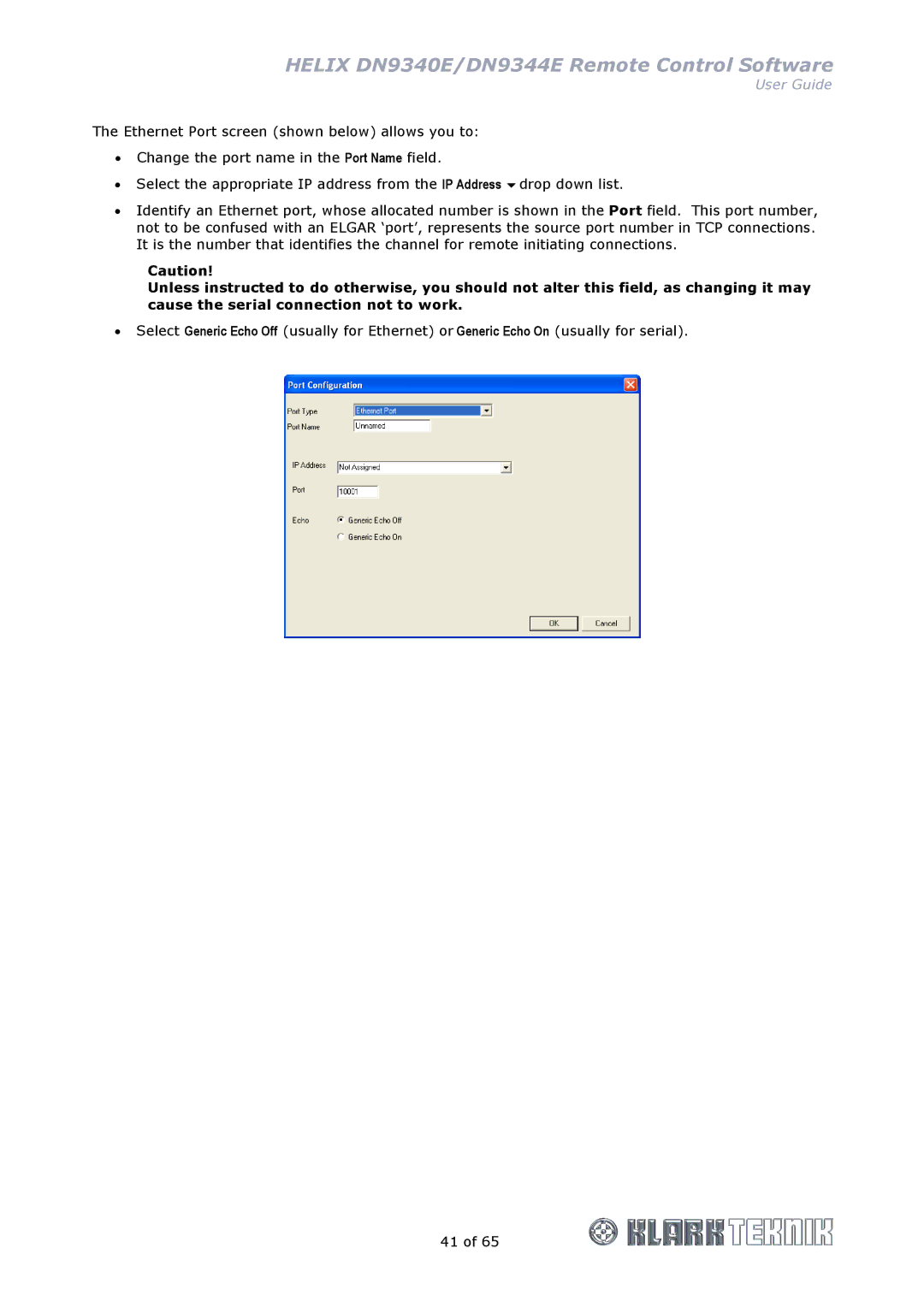 Klark Teknik manual Helix DN9340E/DN9344E Remote Control Software 