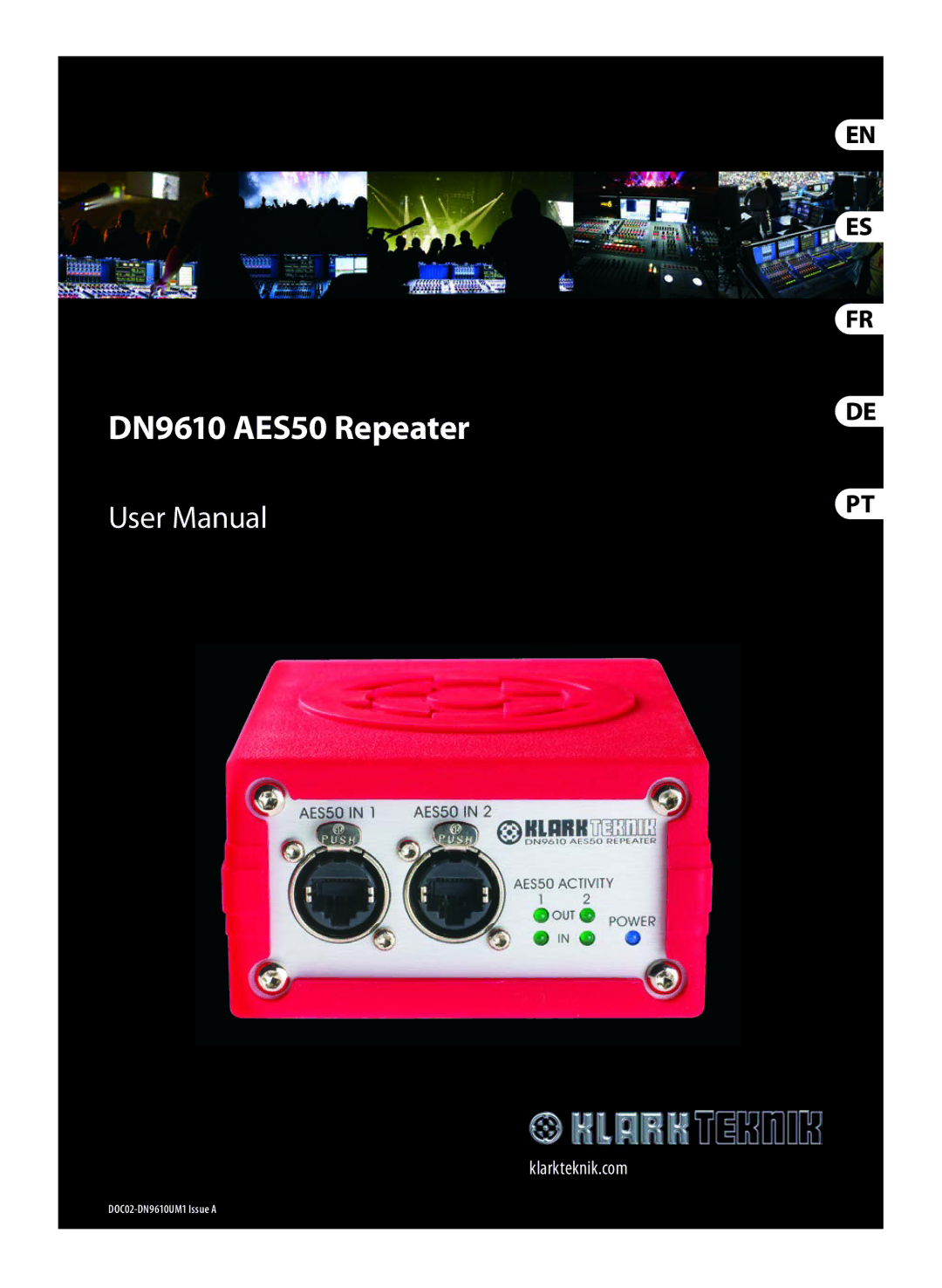 Klark Teknik user manual DN9610 AES50 Repeater 