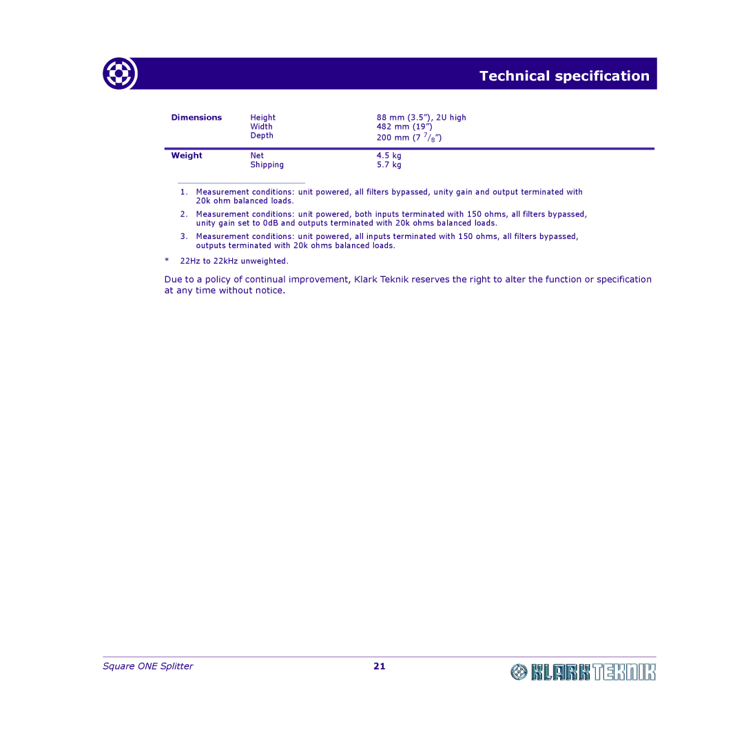 Klark Teknik DY11 7HJ manual Dimensions 