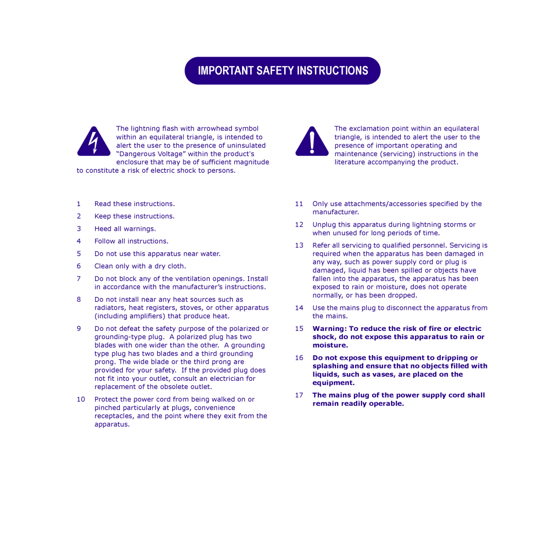 Klark Teknik DY11 7HJ manual Important Safety Instructions 