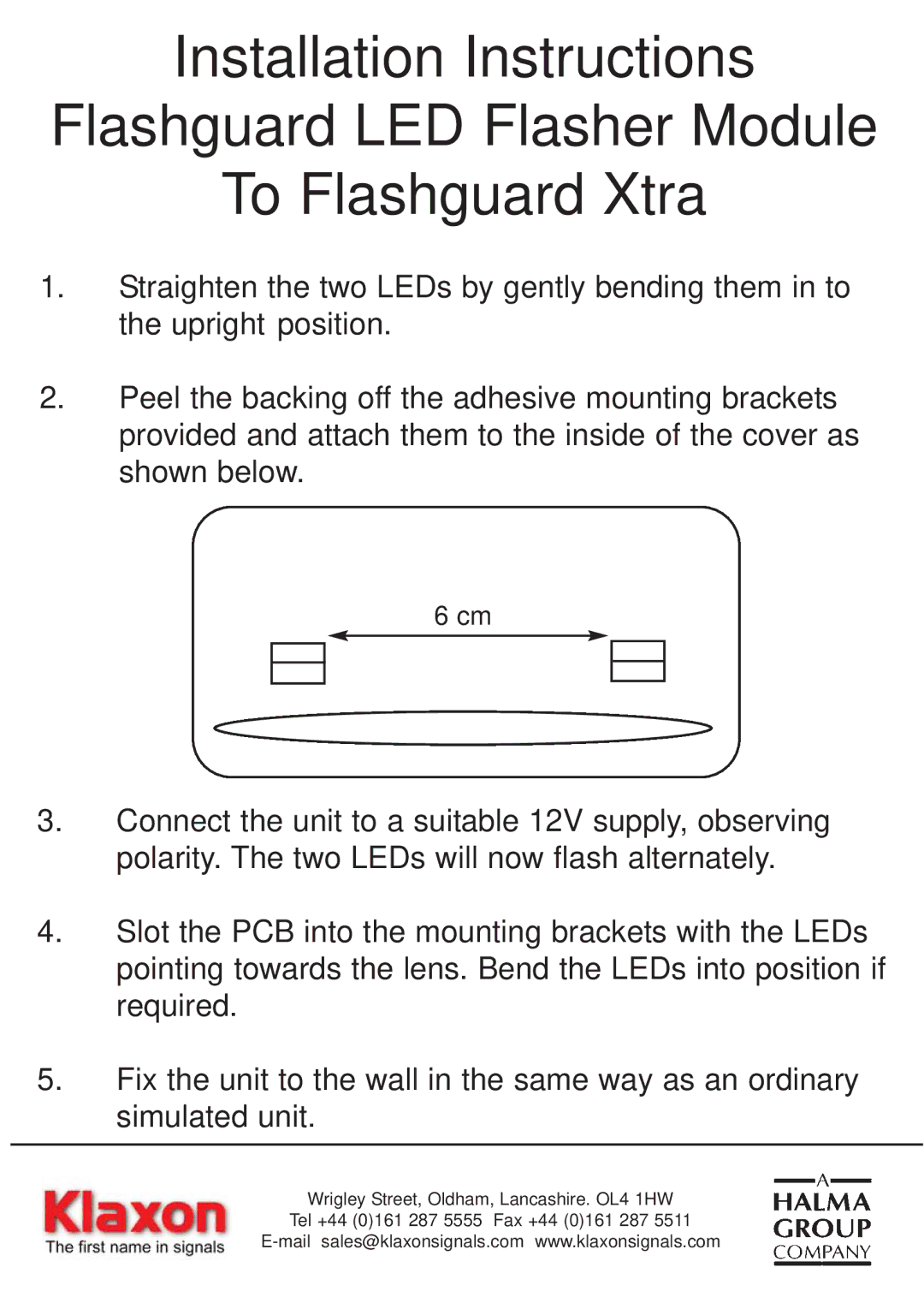 Klaxon 102325 installation instructions 