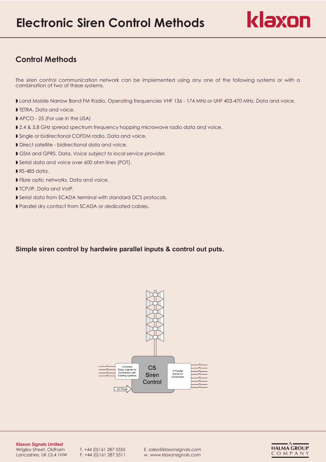 Klaxon CMC500 MMI, CMC4 MMI manual Control Methods, GSM and GPRS. Data. Voice subject to local service provider 