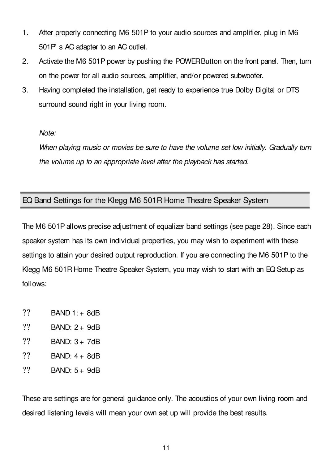 Klegg electronic M6 501P manual 