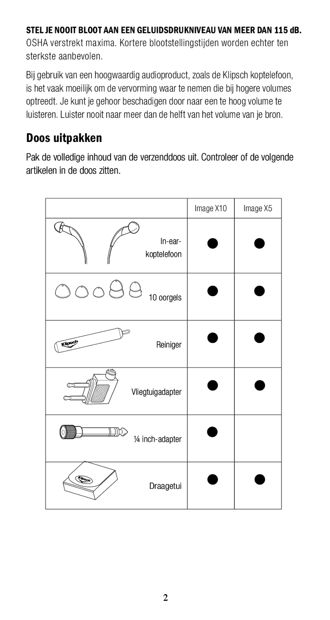 Klipsch 1010950 owner manual Doos uitpakken 