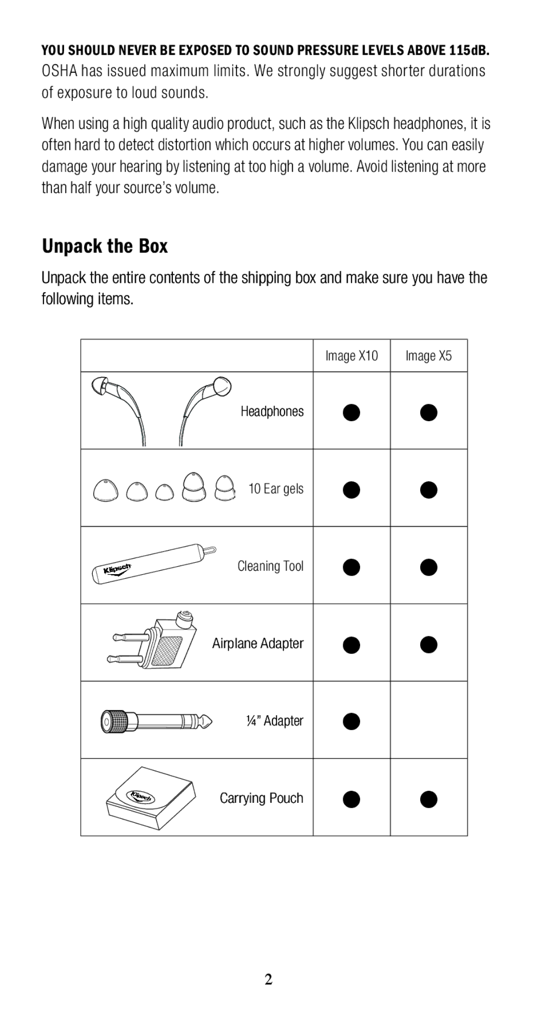 Klipsch 1010950 owner manual Unpack the Box 