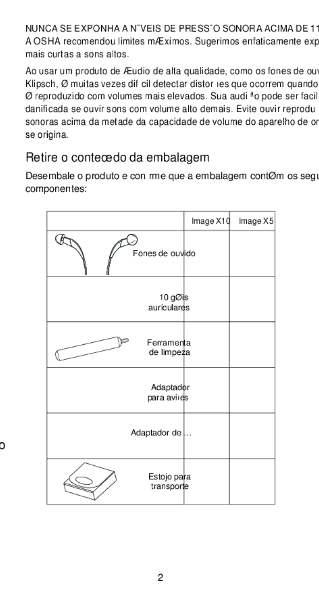 Klipsch 1010950 owner manual Retire o conteúdo da embalagem 