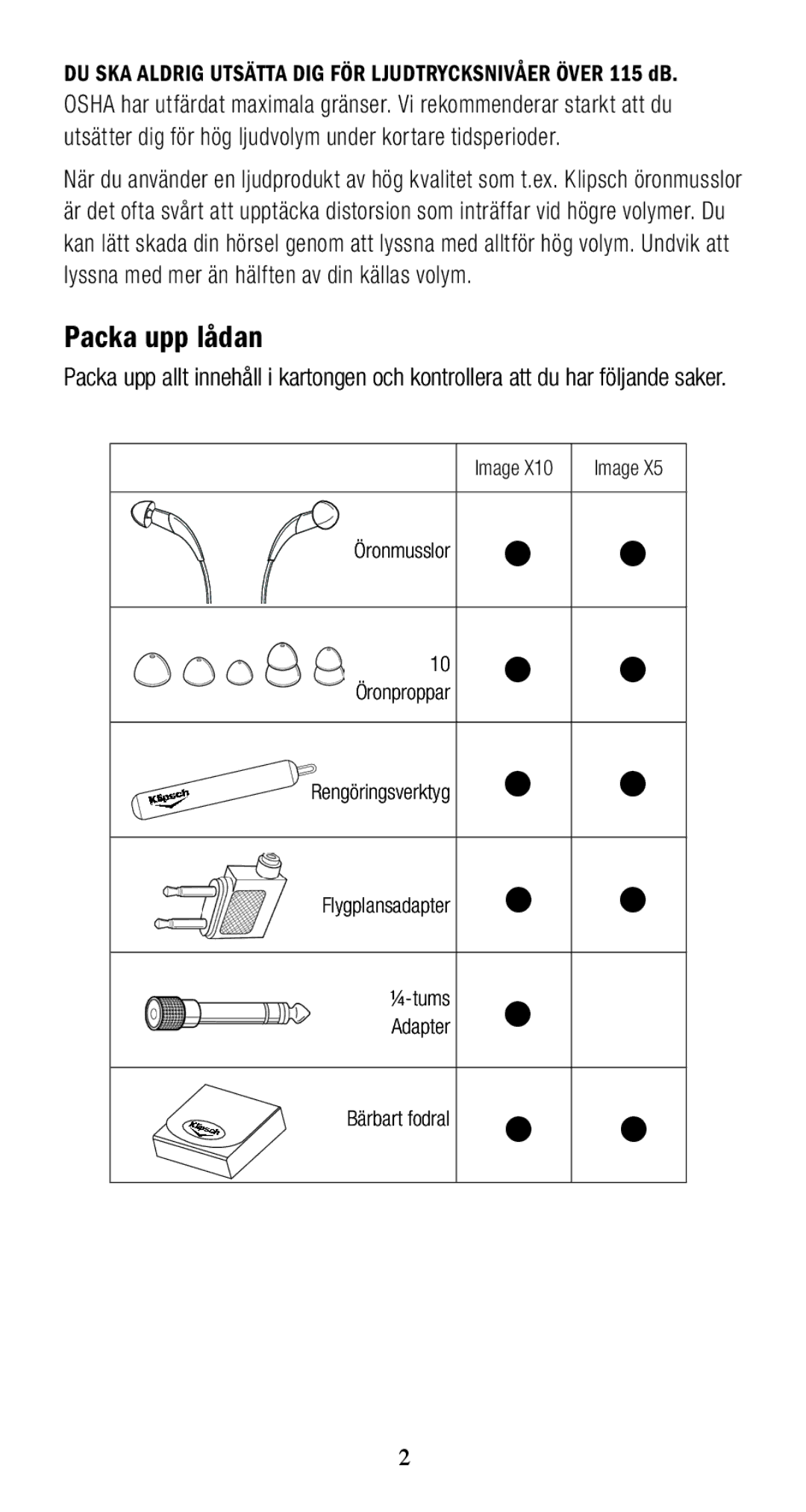 Klipsch 1010950 owner manual Packa upp lådan 