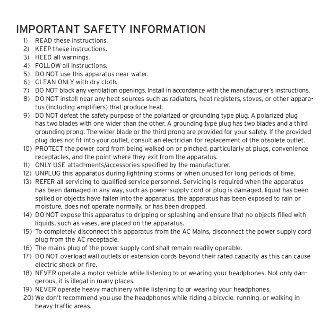 Klipsch 1012313 owner manual Important Safety Information 