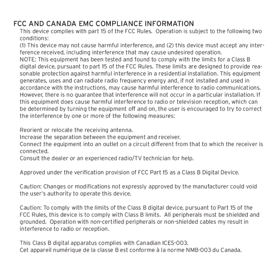 Klipsch 1012313 owner manual FCC and Canada EMC Compliance Information 