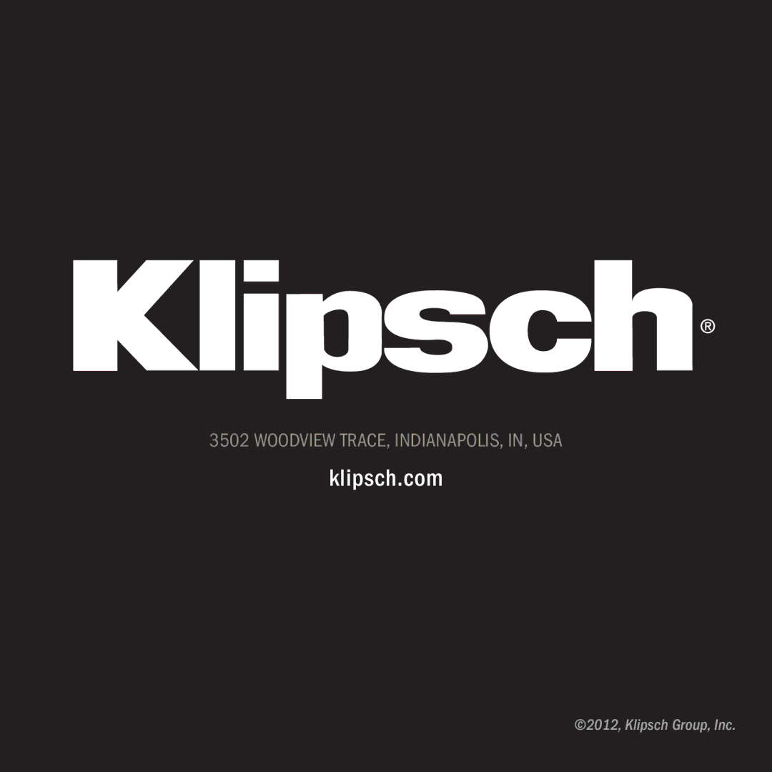 Klipsch 1012313 owner manual Klipsch.com 