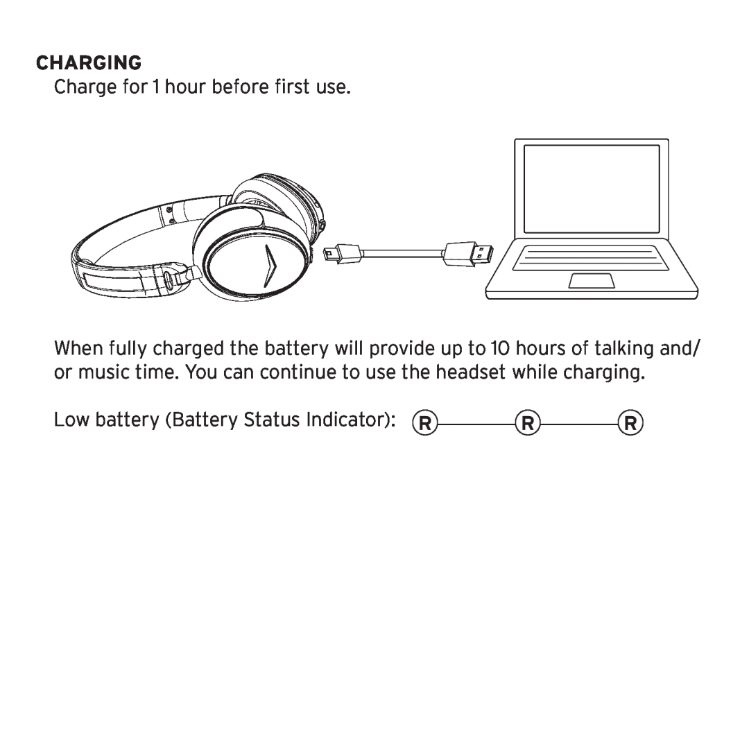 Klipsch 1012313 owner manual Charging, Charge for 1 hour before first use, Low battery Battery Status Indicator R 