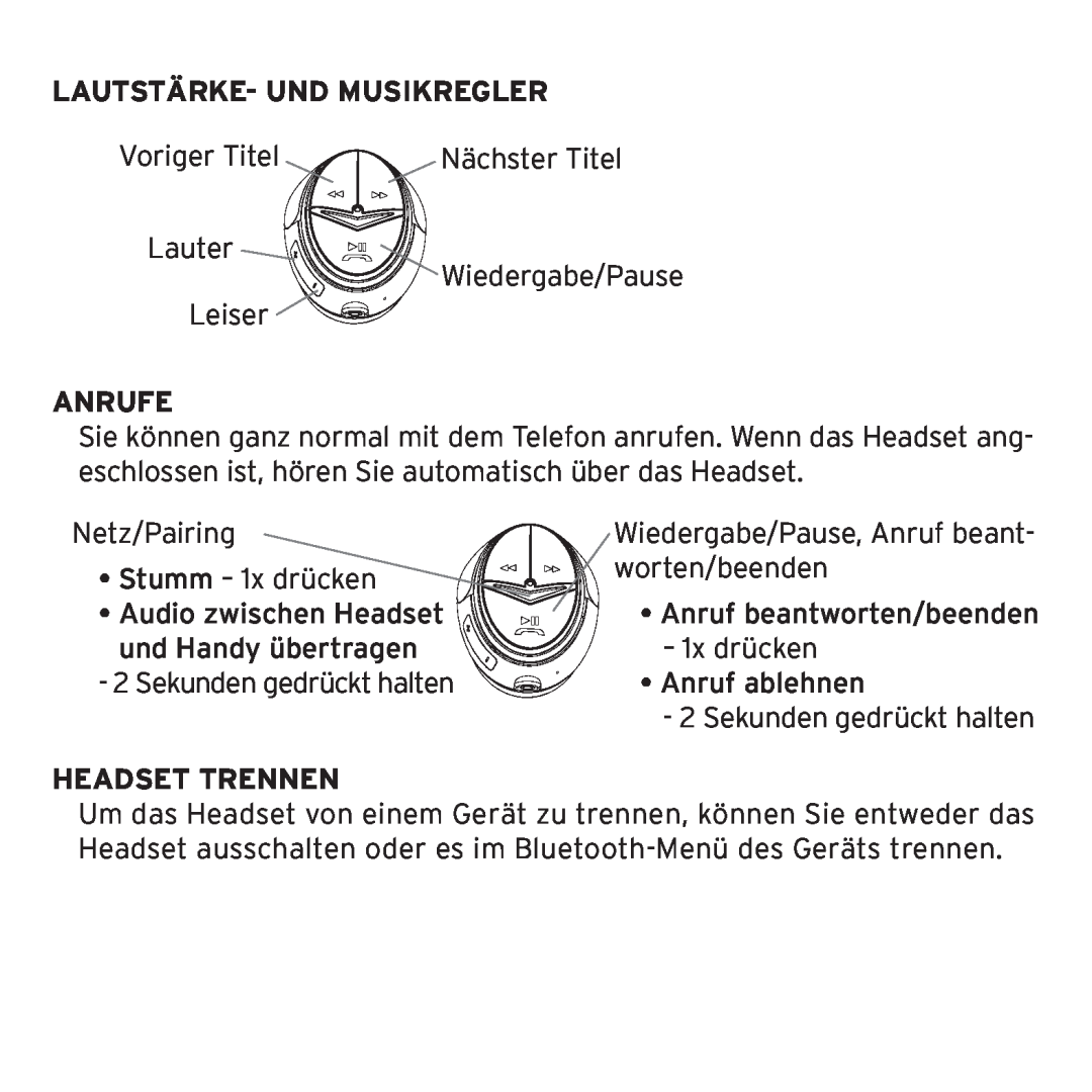 Klipsch 1012313 owner manual Lautstärke- Und Musikregler, Anrufe, Headset Trennen 