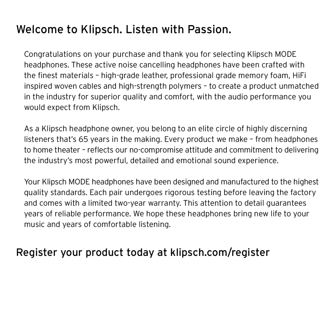 Klipsch 1013078 owner manual Welcome to Klipsch. Listen with Passion 
