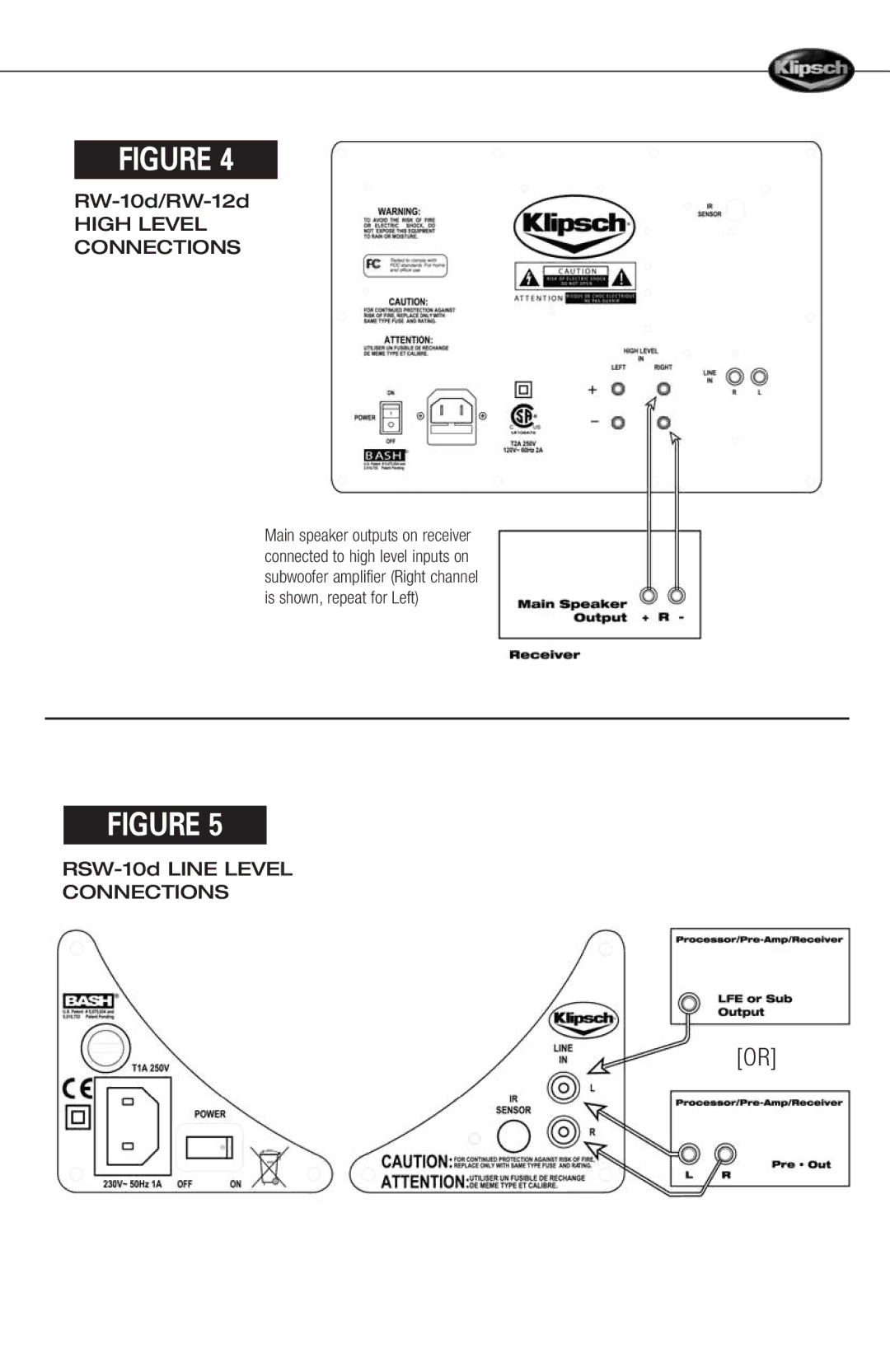 Klipsch 12d manual High Level Connections 