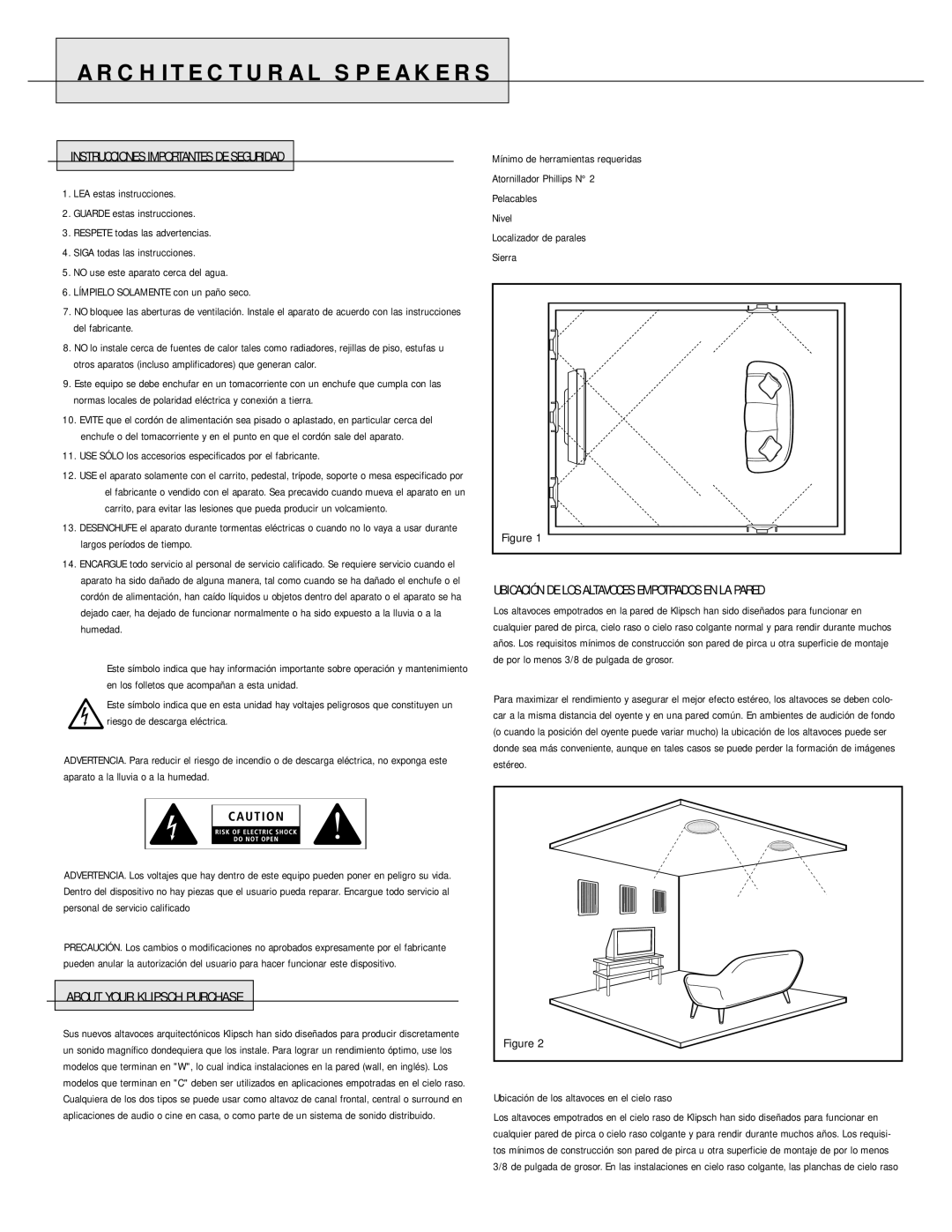 Klipsch 2 owner manual Instrucciones Importantes DE Seguridad, USE Sólo los accesorios especificados por el fabricante 