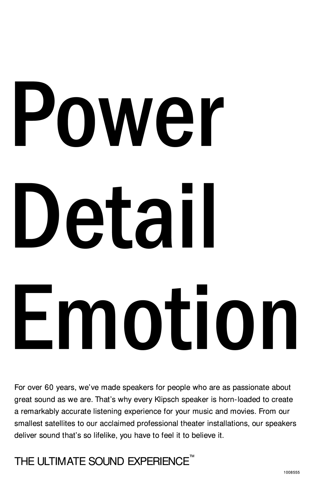 Klipsch AWR-650-SM owner manual Power Detail Emotion 