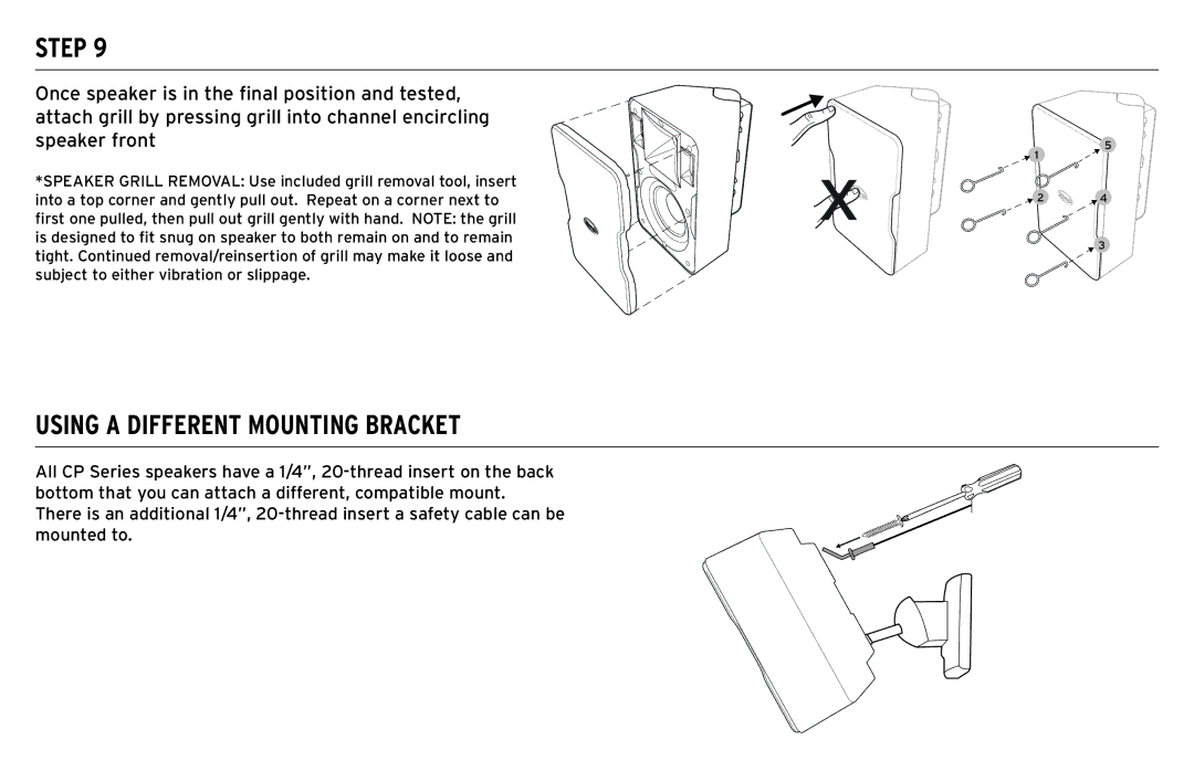 Klipsch CP-T owner manual Using a Different Mounting Bracket 