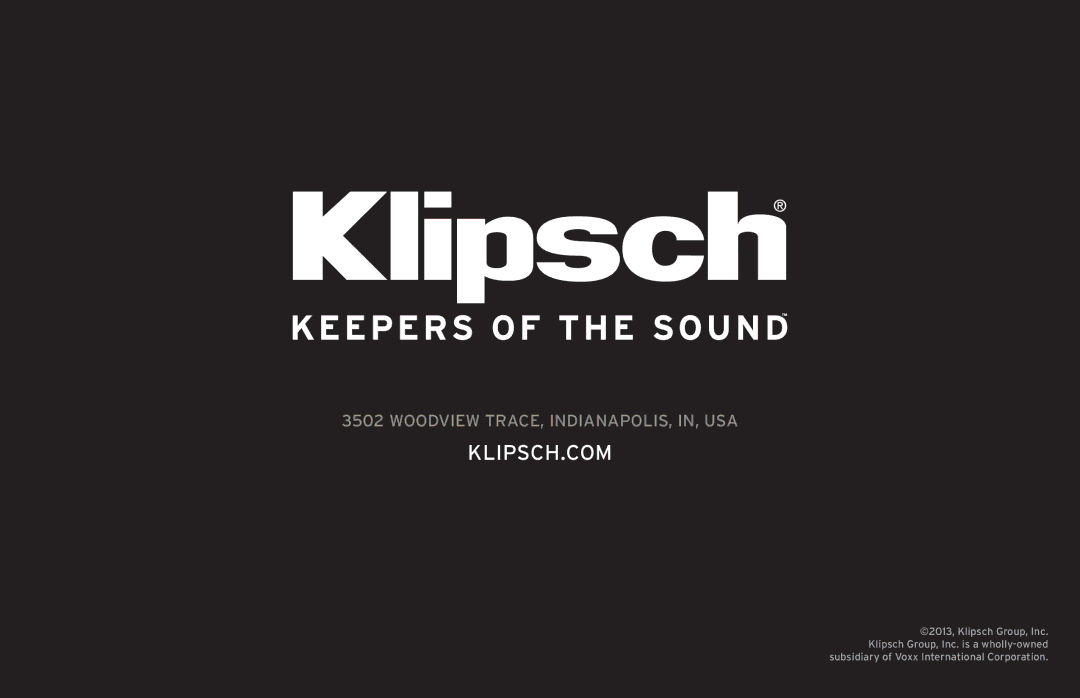 Klipsch CP-T owner manual Klipsch.Com 