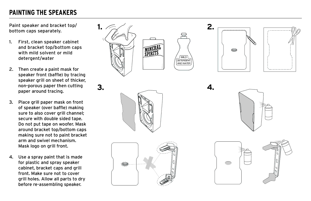 Klipsch CP-T owner manual Painting the Speakers 