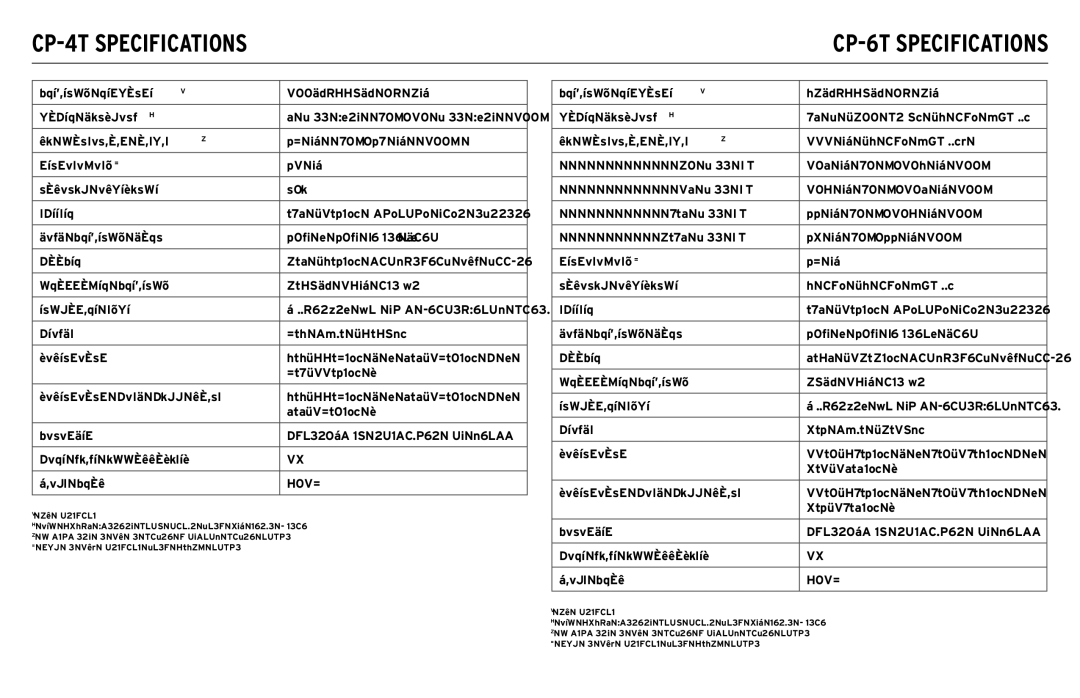 Klipsch CP-T owner manual CP-4T Specifications, CP-6T Specifications 