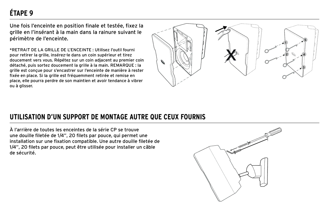 Klipsch CP-T owner manual Utilisation D’UN Support DE Montage Autre QUE Ceux Fournis 