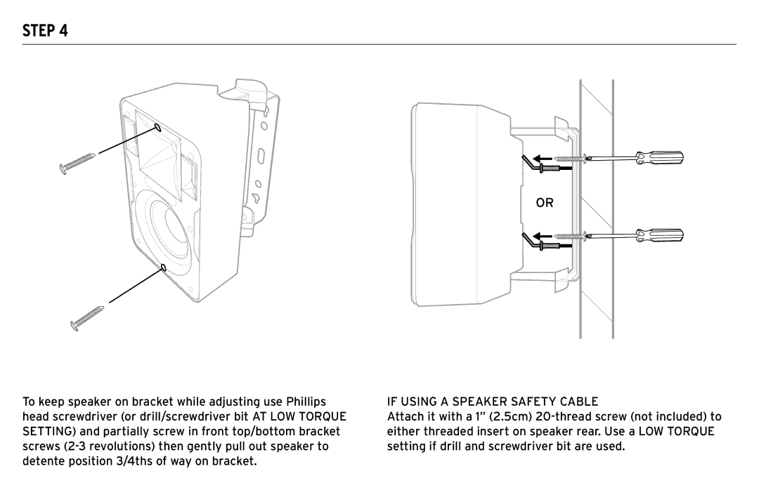 Klipsch CP-T owner manual If Using a Speaker Safety Cable 