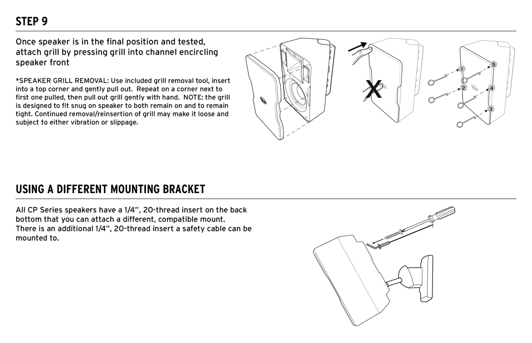 Klipsch CP-T owner manual Using A Different Mounting Bracket, Step 
