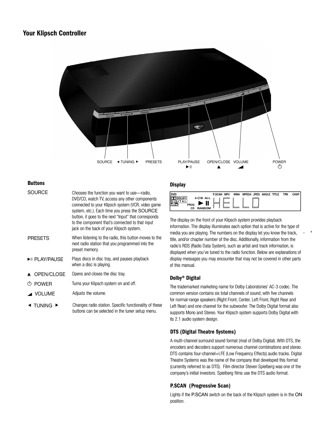 Klipsch CS-700 owner manual Your Klipsch Controller 