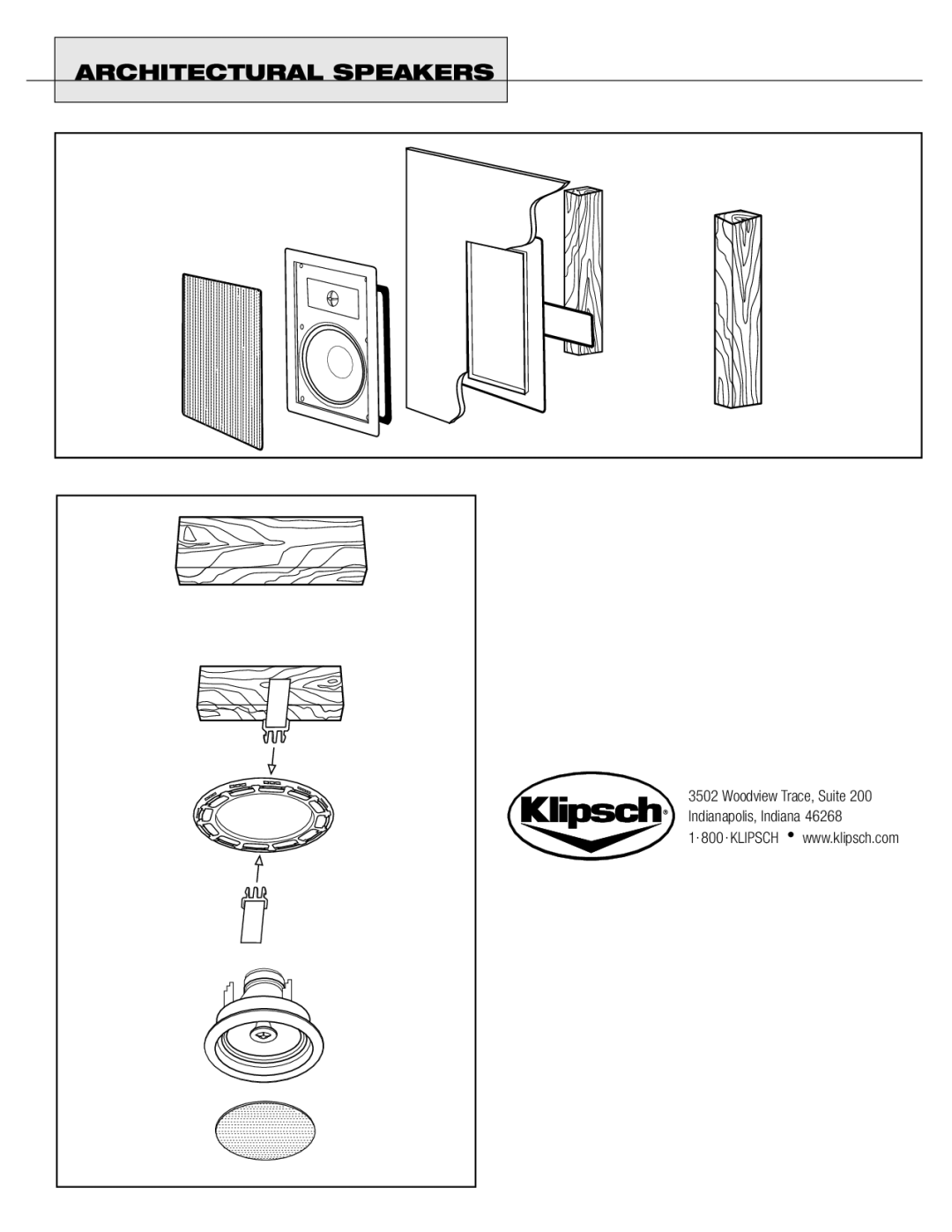 Klipsch CS ARCHITECTURAL owner manual Woodview Trace, Suite 200 Indianapolis, Indiana 