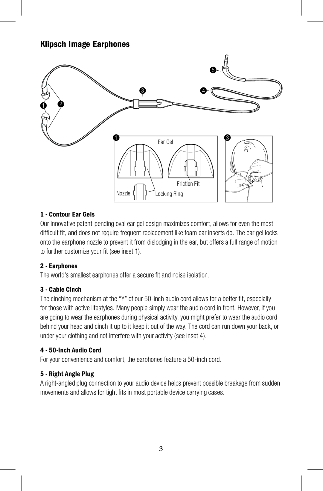 Klipsch owner manual Klipsch Image Earphones, Contour Ear Gels 