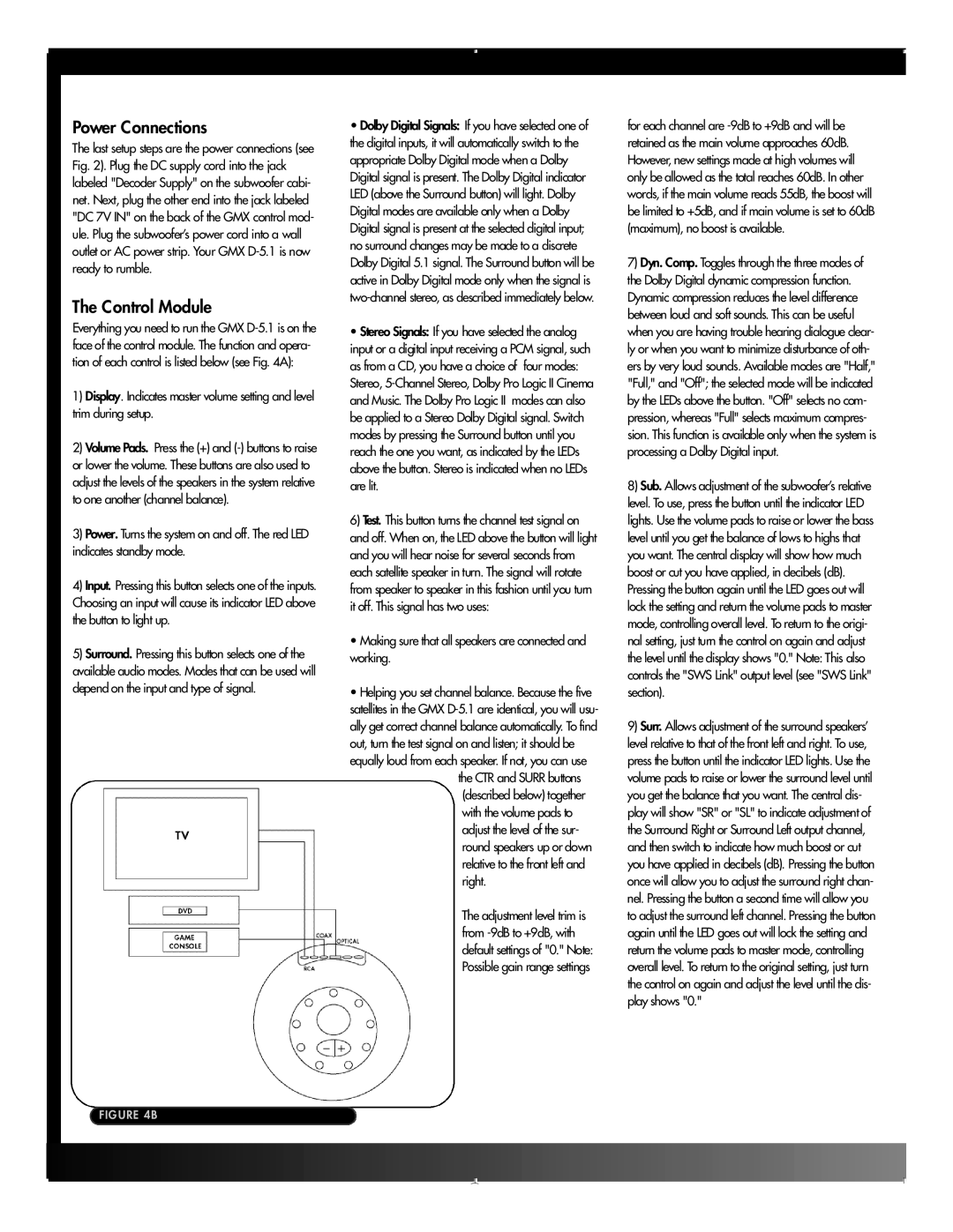 Klipsch GMX D-5.1 manual Power Connections, Control Module, Making sure that all speakers are connected and working 