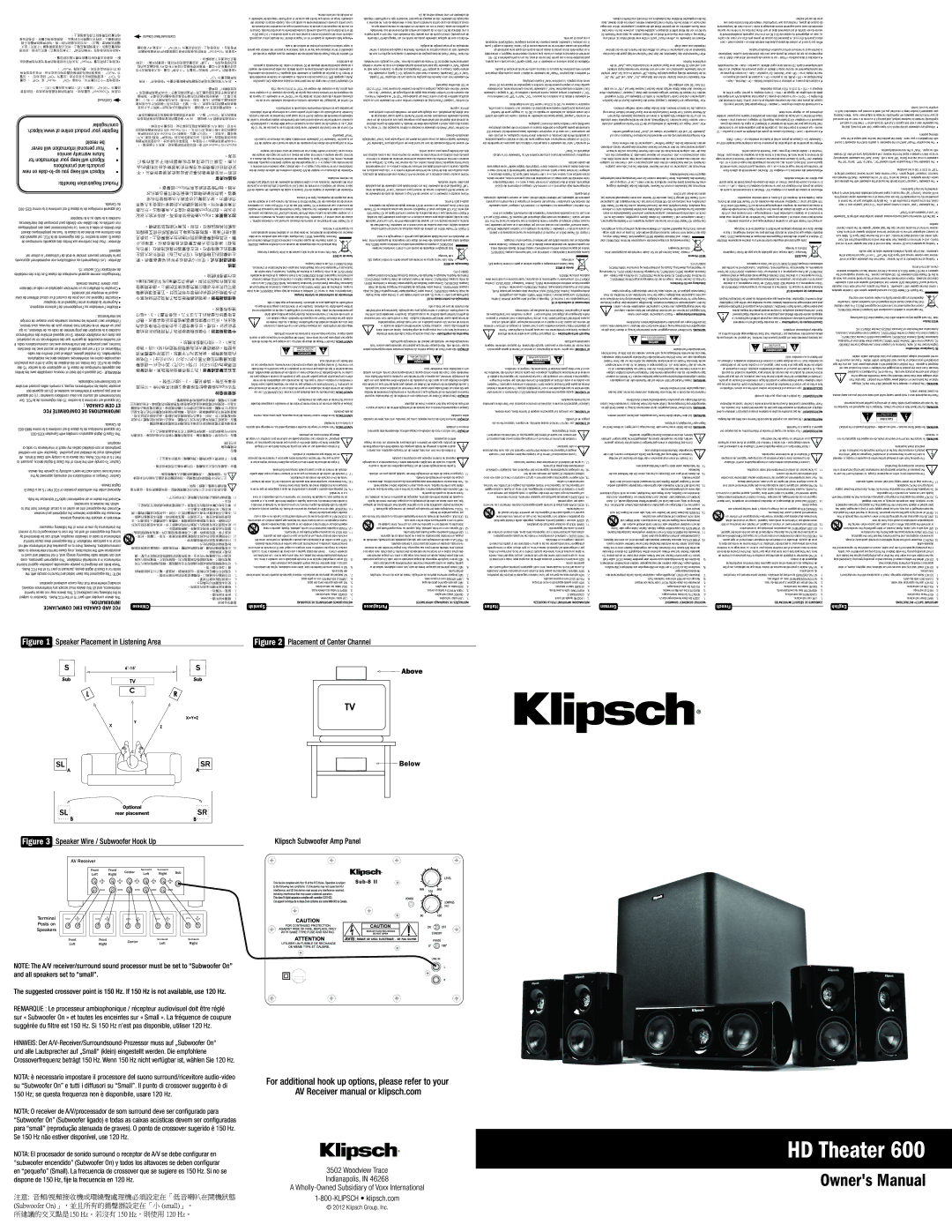 Klipsch HD THEATER 600 owner manual Aunque, Embora, Possa, Em um, Erhöht Eine, Ist Obwohl, Bien Que, Dans, Ouvert Non» 