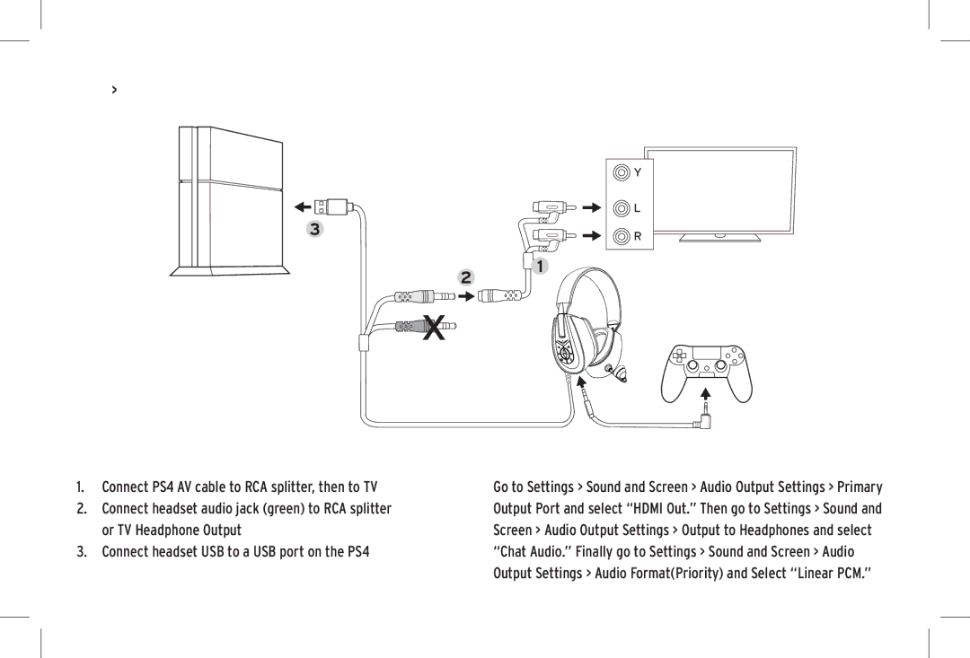 Klipsch KG-200 owner manual PS4 Hdmi, Connect headset USB to a USB port on the PS4 