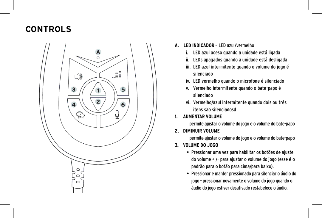 Klipsch KG-200 owner manual Aumentar Volume, Diminuir Volume, Volume do Jogo 