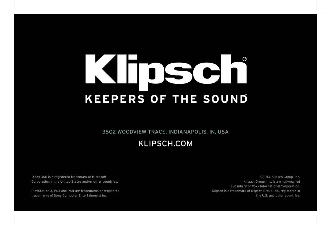 Klipsch KG-200 owner manual Klipsch.Com 