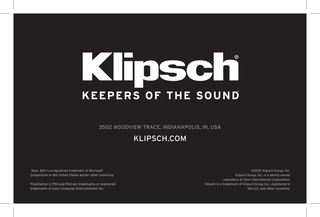 Klipsch KG-200 owner manual Klipsch.Com, Woodview Trace, Indianapolis, In, Usa 