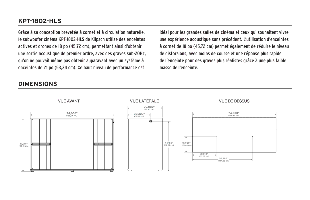 Klipsch KPT-1802-HLS owner manual VUE Avant 