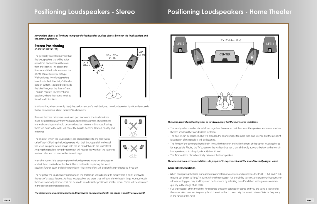 Klipsch P-17B Positioning Loudspeakers - Stereo, Positioning Loudspeakers - Home Theater, Stereo Positioning, Center 