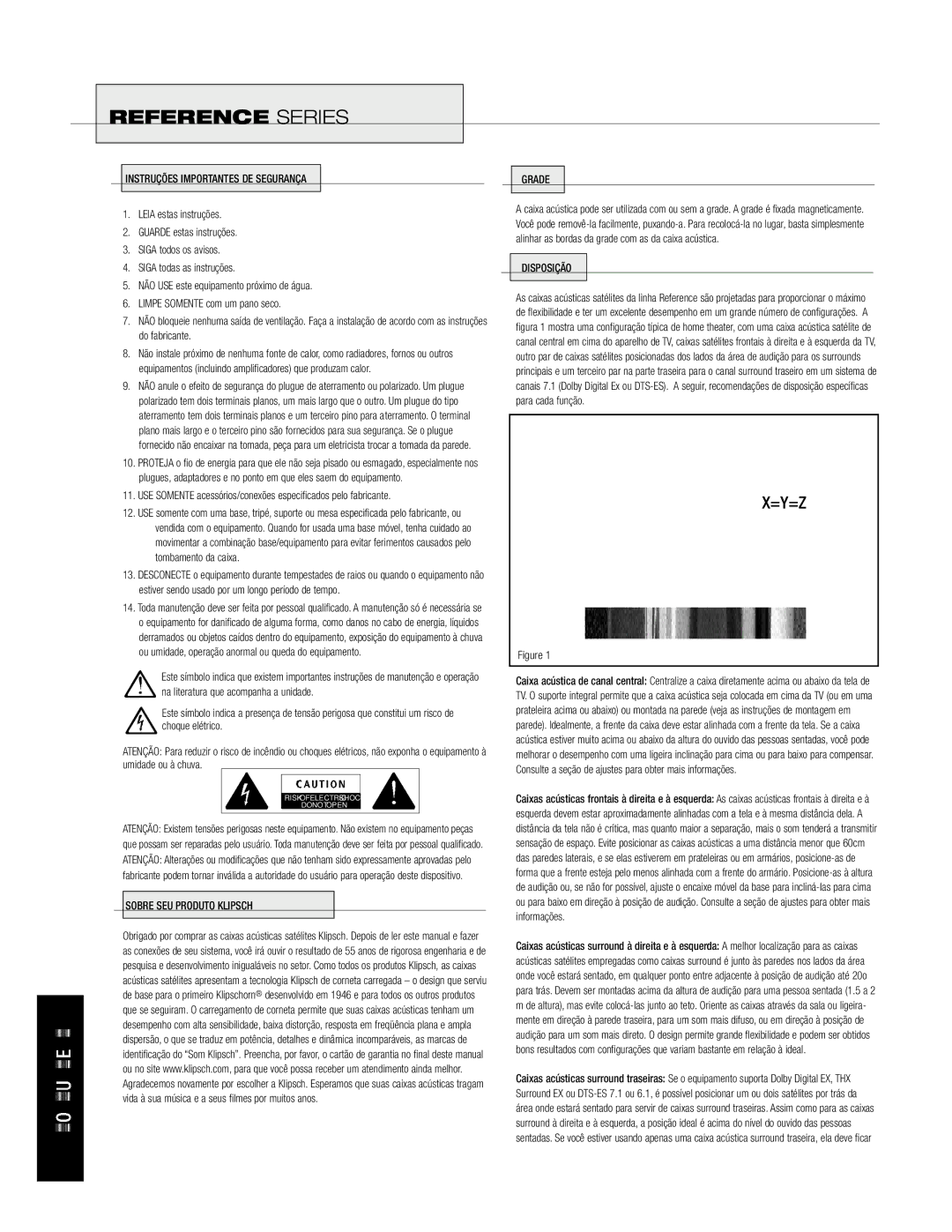 Klipsch Sattelite Speaker owner manual Instruções Importantes DE Segurança, Sobre SEU Produto Klipsch Grade, Disposição 