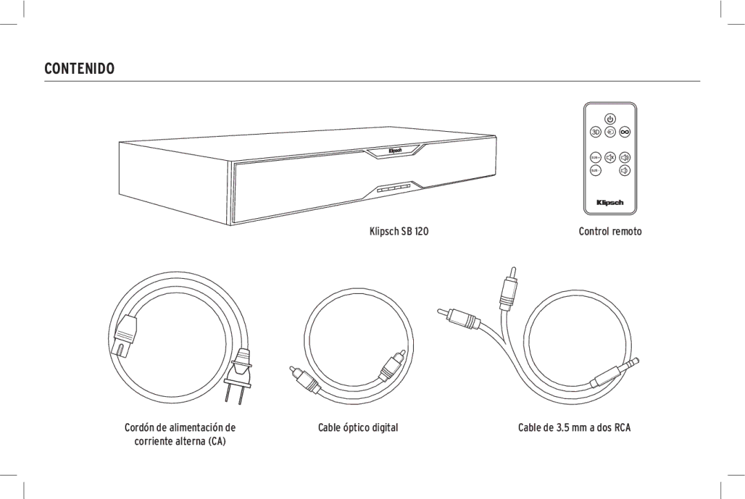 Klipsch SB 120 owner manual Contenido 