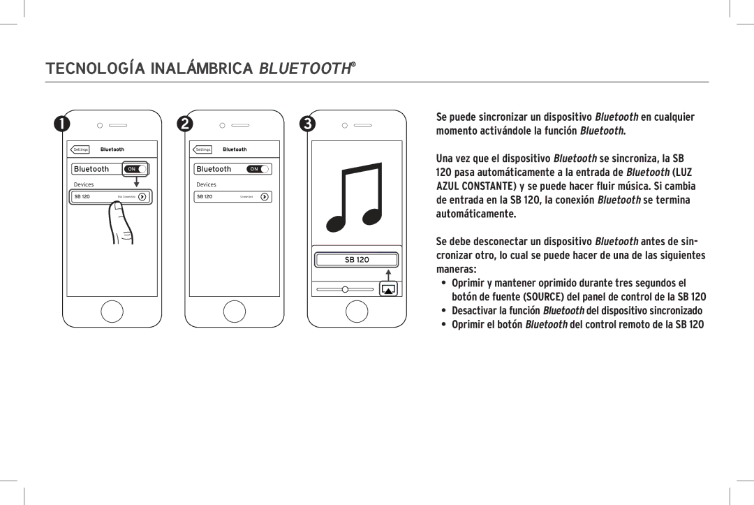 Klipsch SB 120 owner manual Tecnología Inalámbrica Bluetooth 